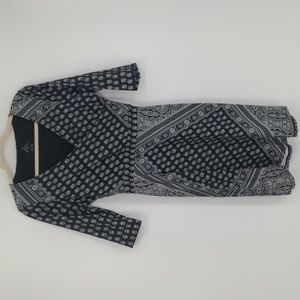 prAna Women's Belladonna Faux Wrap Dress Black White Size Medium Bandana